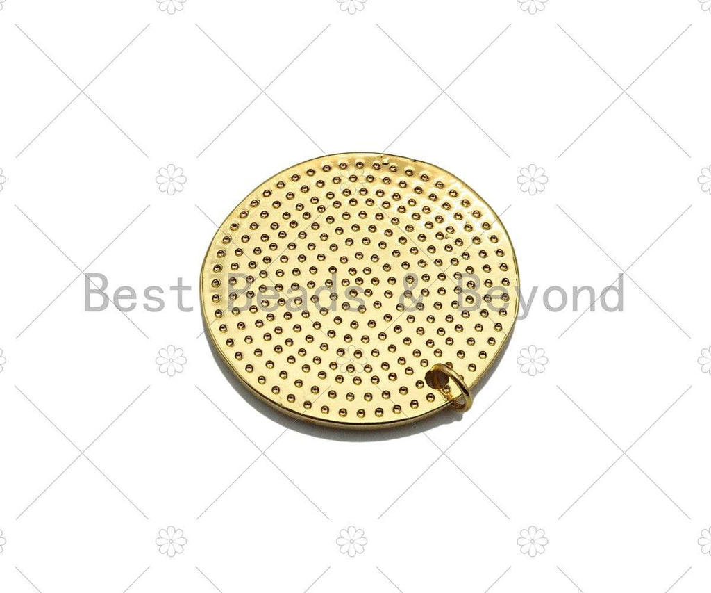 18k Dainty Gold Bird On Round Coin Shape Charms, Dainty Charms, Gold Pendant, Round Coin Necklace Charms, 29x19mm, Sku#LK185