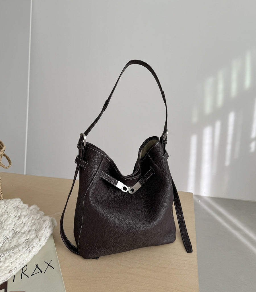 Women's Full-Grain Cowhide Crossbody Shoulder Bag | High-Capacity Urban Minimalist
