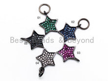 Load image into Gallery viewer, CZ Micro Pave 13x11mm Star Pendant/Charm, Cubic Zirconia Pendant/Charm, Green Black Red Blue Star Jewelry Findings, 1pc/2pcs, sku#F218/BY017