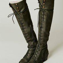 Load image into Gallery viewer, Women's Over-the-Knee Boots – PU Leather Round-Toe High-Shaft Boots with Side Zipper
