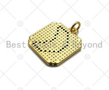 Load image into Gallery viewer, Gold Filled Black CZ Micro Pave Moon Star On Mosaic Square Shape Pendant,18K Gold Filled Charm, Necklace Bracelet Charm,17x20mm,Sku#LK337