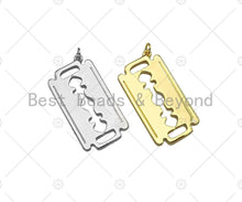 Load image into Gallery viewer, Razor Blade Shape Pendant,Dianty Gold/Silver Medallion Charm, Necklace Bracelet Charm Pendant, 19x37mm, Sku#L545