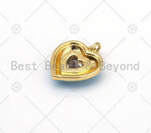 Load image into Gallery viewer, Colorful Enamel Heart Shape Pendant, 18K Gold Filled Big CZ Micro Pave Charm, Necklace Bracelet Charm Pendant,15x17mm,Sku#F1433