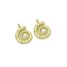 Load image into Gallery viewer, Gold Teardrop CZ Snail Charm, Sku#LX421