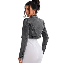 Load image into Gallery viewer, Womens Retro Short Casual Denim Jacket With Zipper