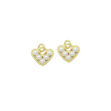 Load image into Gallery viewer, Gold White Pearl Heart Charm Pendant,Sku#LD723