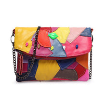 Load image into Gallery viewer, Patchwork Leather Crossbody Bag - Genuine Sheepskin Chain Shoulder Bag