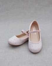 Load image into Gallery viewer, Satin Maryjane Flats with Rhinestones Embellishment