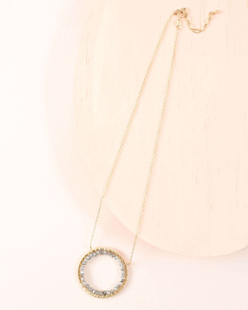 Labradorite Halo Necklace Layering Set