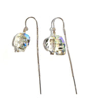 Load image into Gallery viewer, Swarovski crystal skull threader earrings