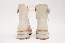 Load image into Gallery viewer, The Belgrano Cream Leather Lace-Up Ankle Women Boot With a Side Zipper