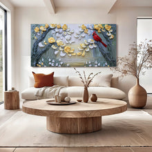 Load image into Gallery viewer, Golden Petals and Scarlet Wings Wall Art