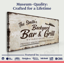 Load image into Gallery viewer, Backyard Bar &amp; Grill Sign XVI