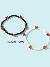 Load image into Gallery viewer, Boho 2 pcs Stackable White Black Seed Beads Stretch Elastic Red Cherry Bracelets