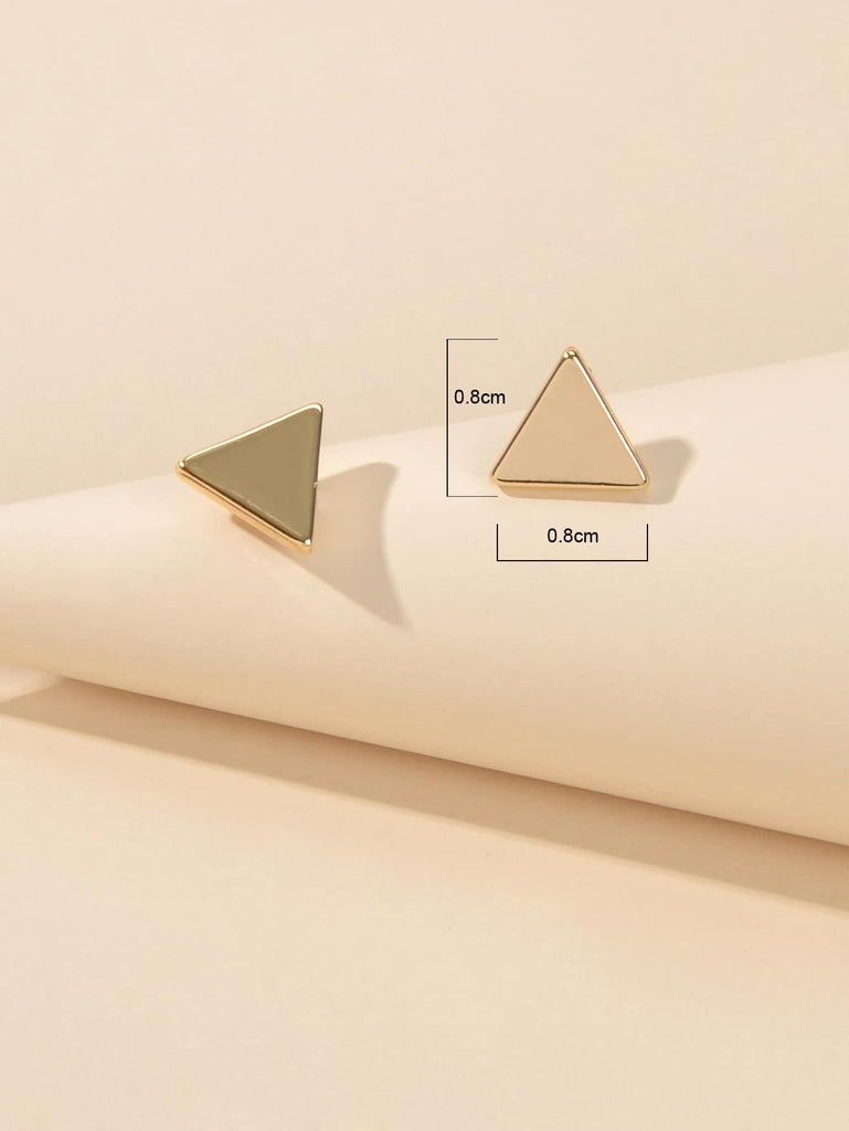 White Floral Stud Earrings Gold Triangle Earrings Set Elegant Jewelry Collection