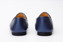 Load image into Gallery viewer, Luanda Navy Blue Leather Women Flat Shoe
