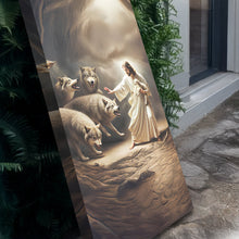 Load image into Gallery viewer, Jesus Protects The Lamb From Wolves Faith Wall Art VII