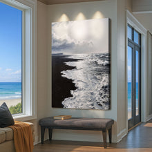 Load image into Gallery viewer, Black &amp; White Waves Abstract  Wall Art