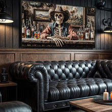 Load image into Gallery viewer, Skeleton Cowboy Barman At Western Saloon Wall Art