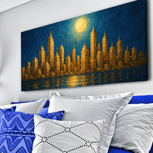 Load image into Gallery viewer, Golden Metropolis Cityscape Impasto Wall Art