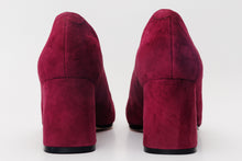 Load image into Gallery viewer, The California Burgundy Suede Leather Block Heel Pump Women Shoe