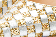 Load image into Gallery viewer, The Saks Tory Gold &amp; Silver Handwoven Leather Pump Women Shoe