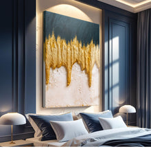 Load image into Gallery viewer, Abstract Blue And Gold Wall Art