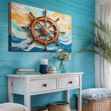 Load image into Gallery viewer, Sailboat Ship Wheel Coastal Wall Art II