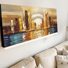 Load image into Gallery viewer, Golden Metropolis Abstract Impasto Wall Art