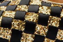Load image into Gallery viewer, The Saks Tory Gold &amp; Black Handwoven Leather Pump Women Shoe