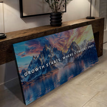 Load image into Gallery viewer, Growth Starts Where Comfort Ends Motivational Wall Sign