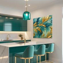Load image into Gallery viewer, Abstract Gold And Blue Frosty Wall Art