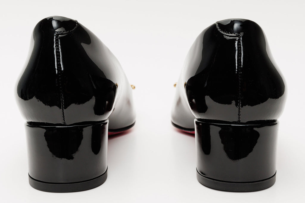 The Foggia Black Leather Block Heel Pump Women Shoe