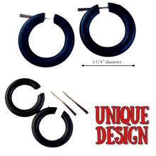 Load image into Gallery viewer, Black Wooden Hoop Earrings Boho Minimalist Lightweight Round Everyday Jewelry