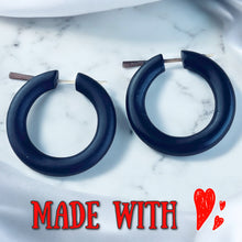 Load image into Gallery viewer, Black Wooden Hoop Earrings Boho Minimalist Lightweight Round Everyday Jewelry