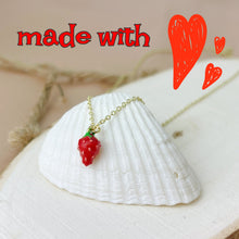 Load image into Gallery viewer, Strawberry Necklace Gold Dainty Fruit Jewelry Cute Minimal Pendant