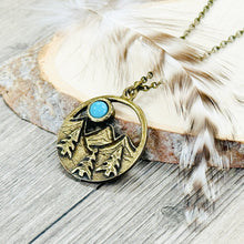 Load image into Gallery viewer, Turquoise Mountain Necklace Round Nature Inspired Boho Western Jewelry Silver Bronze