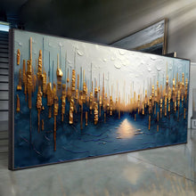 Load image into Gallery viewer, Golden Forest Reflection Abstract Wall Art