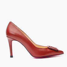 Load image into Gallery viewer, The Maneadero Dark Red Leather Pump Fuchsia Sole Women Shoe