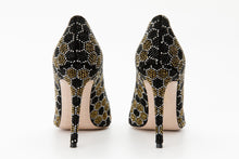 Load image into Gallery viewer, The Bolu Black &amp; Gold Glitter Leather Pump Women Shoe