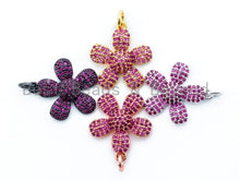 Load image into Gallery viewer, 16mm CZ Fuchsia Pink Daisy Flower Pendant, sku#L85