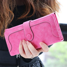 Load image into Gallery viewer, Premium Matte Long Wallet for Women - Large Capacity PU Leather Flap Closure