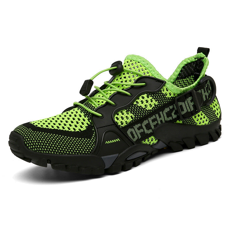 Men's Flyknit Hiking Shoes – Lightweight Non-Slip Outdoor Sneakers with Elastic Closure