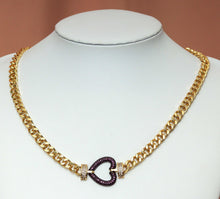 Load image into Gallery viewer, Gold Cuban Chain Heart Necklace, sku#CL18