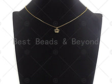 Load image into Gallery viewer, 18K Gold Micro CZ Pave Dainty Crown Pendant, Gold Crown Charm,  Crown Beads, Jewelry Findings, 9x12mm, sku#LK37