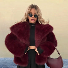 Load image into Gallery viewer, Women's Pure Color Versatile Faux Fur Collar Long Sleeve Coat Plus Size Outerwear