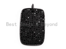 Load image into Gallery viewer, Black CZ Pave On Black Micro Pave Square/Rectangular Charm, Square/Rectangular Pave Charm, Pave Dangle Charms,17x25mm, Sku#F376