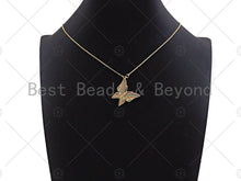 Load image into Gallery viewer, Colorful CZ Micro Pave Butterfly Shape Pendant, Cubic Zirconia Butterfly Pendant, Gold Tone Pendant, 26x28mm, sku#LK181