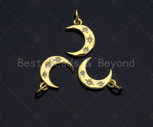 Load image into Gallery viewer, Dainty Gold Star Cresent Moon Charms, Dainty Charms, Moon Pendant, Gold Coin Pendant, Gold Necklace Charms, 9x12mm, Sku#LK114