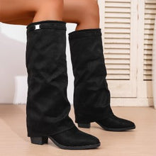 Load image into Gallery viewer, Women's Chunky Heel Over-the-Knee Boots - British Style High Shaft Boots with Metal Accents